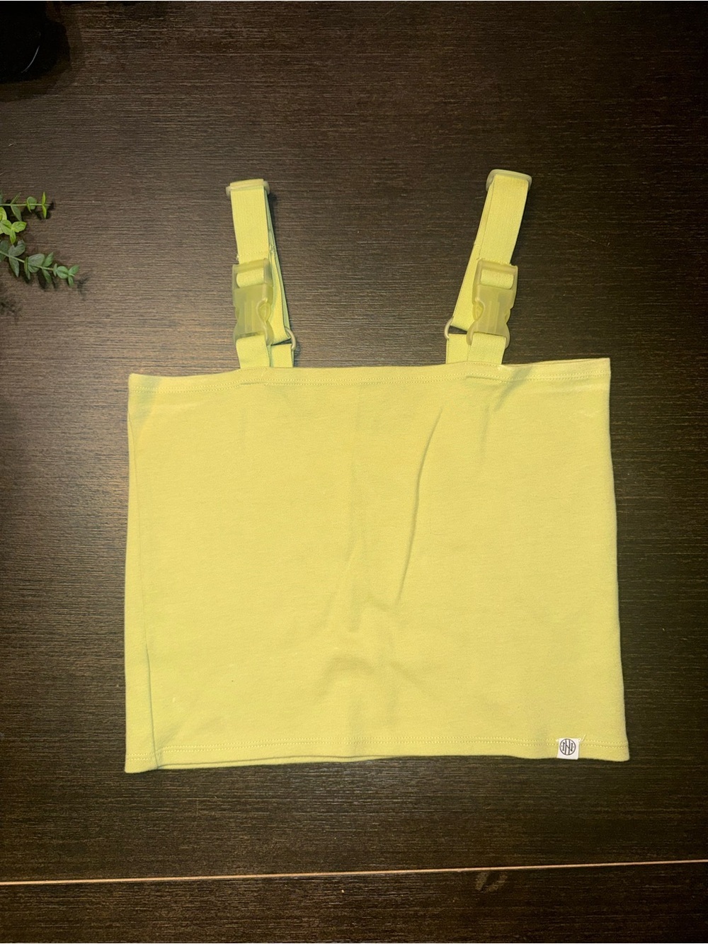 Lime Yellow Crop Tank Y2K Buckle Strap Top Futuristic style